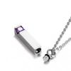 Fill-able Zircon Cremation Necklace Long Strip Pet Ashes Necklace Ashes Necklace Pendant  Women