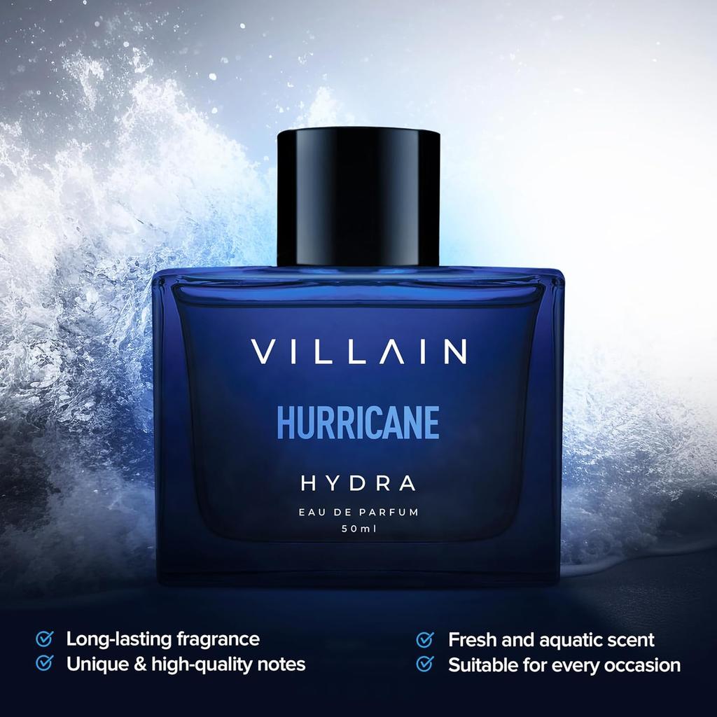 Парфюм Villain Hurricane Hydra для Мужчин - 50 мл Стойкий Запах | Премиальный Люксовый Водный Аромат Подарок Для Мужчин