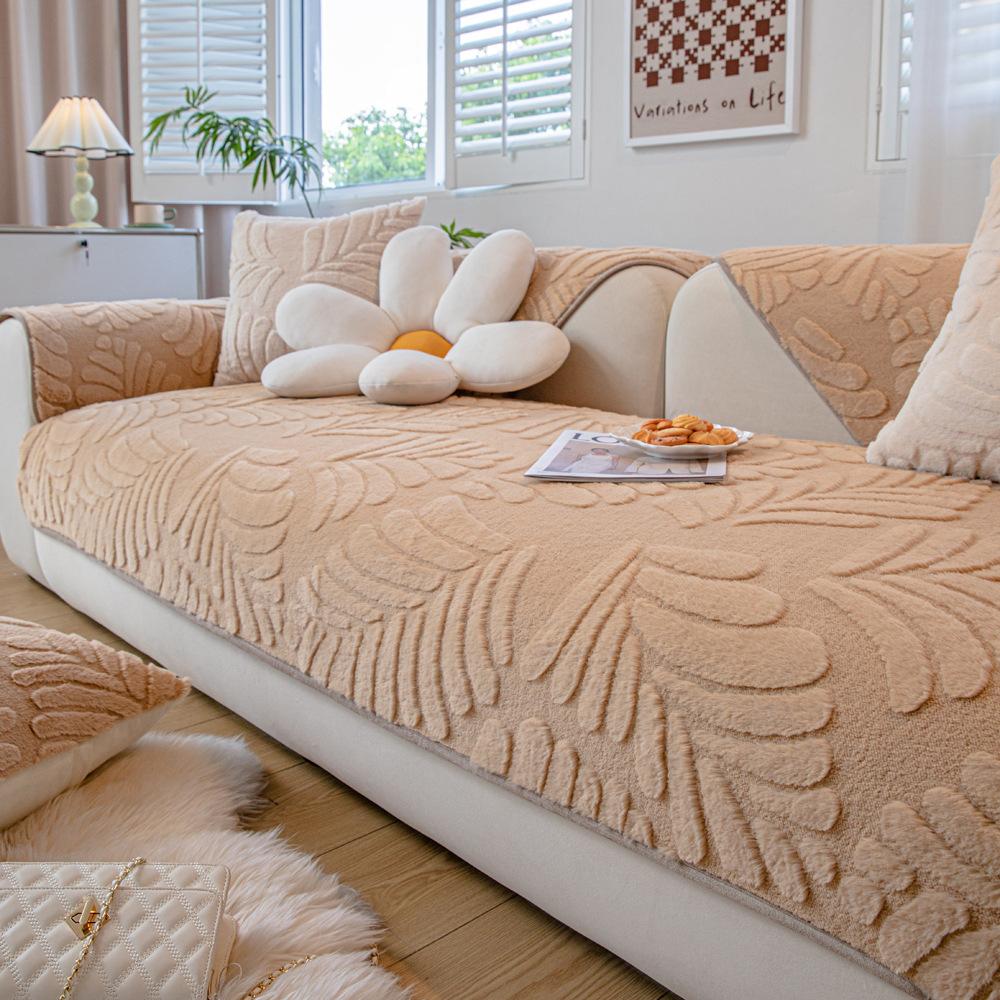 Плюшевая подушка для дивана, зимняя утолщенная термоподушка, нескользящий кожаный чехол для дивана