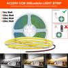 220V COB LED Strip Light No Need Driver 240LEDs/m 5m 10m 15m 20m Linear Light Tape Red/Blue/Green/Pink/White For Home Lighting