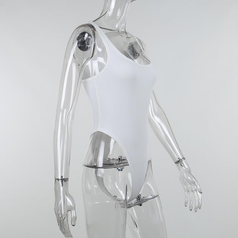 Y2K Summer Camisole Vest Knitted Slim Fit Top European and American Women's Sexy Solid Color Sports Jumpsuit