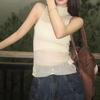 Summer New Spice Girls Sleeveless Vest Women's French Thin Hollow Sexy Semi-high Neck Top