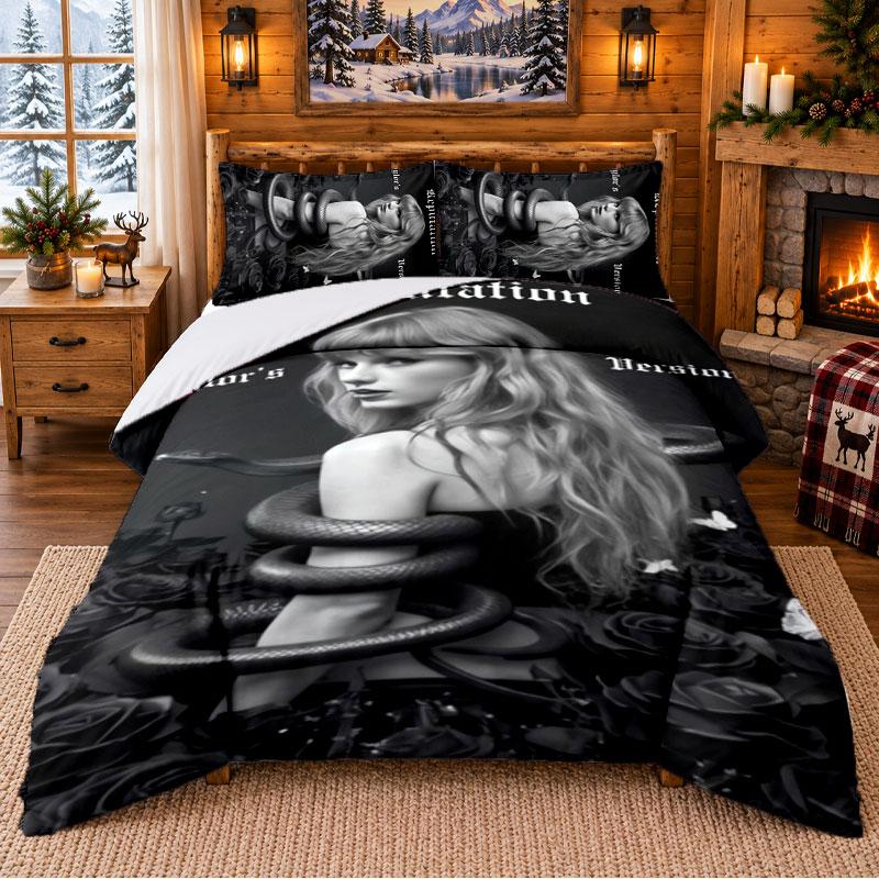 Taylor Swift Pattern Bedding 3Pcs Set Bed Sheet And Pillowcases For Indoor Bedroom
