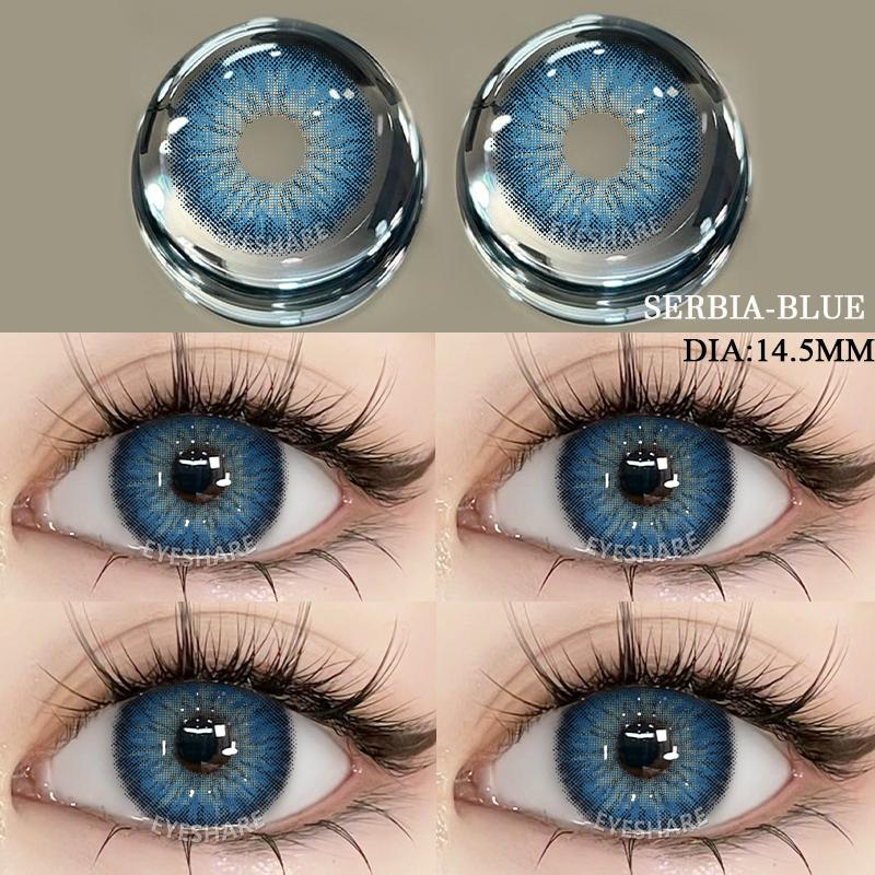 1 пара цветных контактных линз для глаз, косметические высококачественные синие линзы, зеленые контактные линзы, модные косметические контактные линзы для глаз