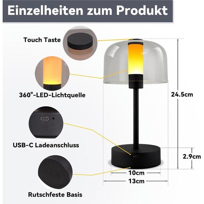 Lampe de table LED - NETTLIFE - Tactile rechargeable - 1800–6500K - Sans fil USB‑C - Intensité variable