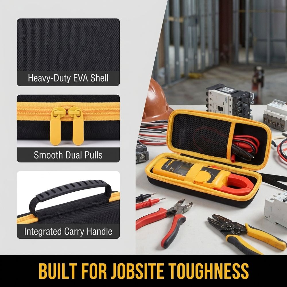 Black Clamp Meter Hard Case EVA Shockproof Tool Box Durable Multimeter Storage Bag