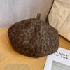 Leopard Retro Fashionable Print Women Casual Beret For Autumn Winter And