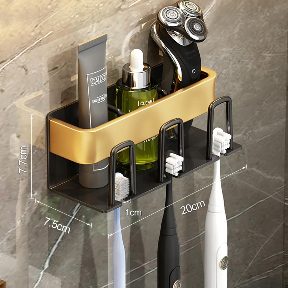 Органайзер настенный держатель для зубной пасты без дырокола полка для ванной комнаты из алюминиевого сплава экономит место аксессуары держатель для зубных щеток