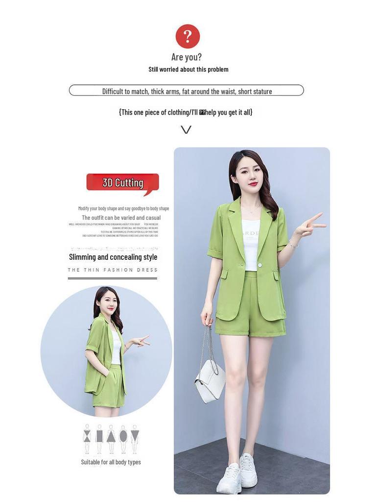 2025 Summer Korean Style Women's Thin Suit: Chic Blazer and Shorts Set