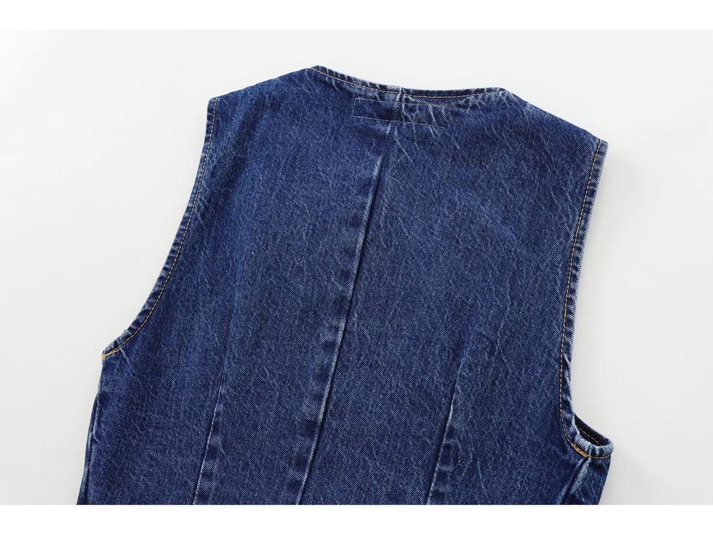 Autumn Women's European-American French-Style Casual Fashion Versatile Denim Vest