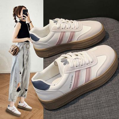 Немецкие кроссовки на толстой подошве для женщин, летняя одежда 2025, новые повседневные ленивые парусиновые туфли для женщин, белые туфли