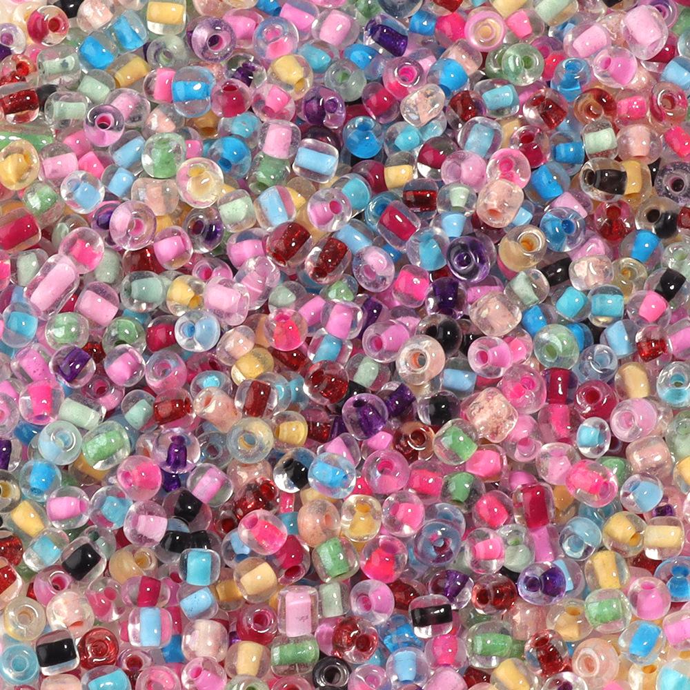 Прозрачные крашеные стеклянные бусины-бисер с сердцевиной 4 мм для изготовления браслетов своими руками, пакет 450 г