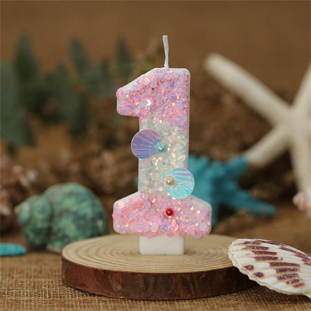 Свечи для торта в виде русалки с цифрами от 0 до 9, фиолетовые украшения для торта с блестками для девочек на день рождения, принадлежности для украшения торта