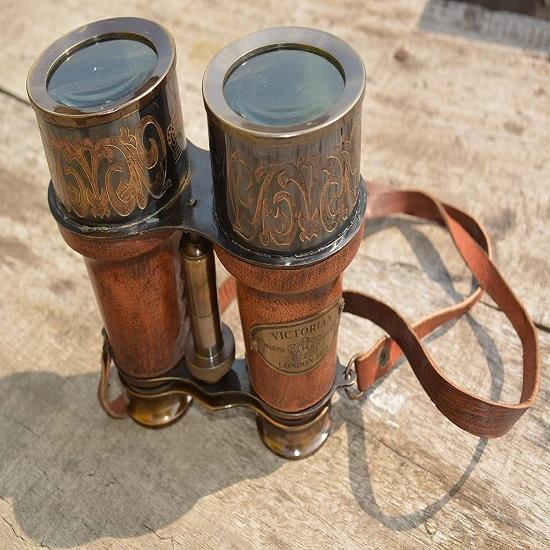 Викторианский морской кожаный латунный бинокль для моряков Лондон 1915 г.