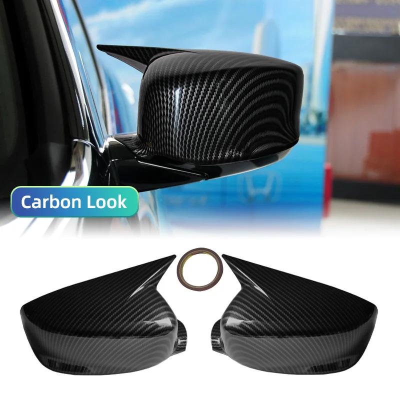 Для Honda Accord 9th 2008-2017 Car Reaview Mirror Cover Trim Horn Style Door Sedan Carbon Fiber Style Glossy Black