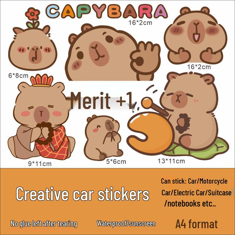 Capybara Electric Bike Waterproof Sticker: Little Cow Helmet & Center Box Deco