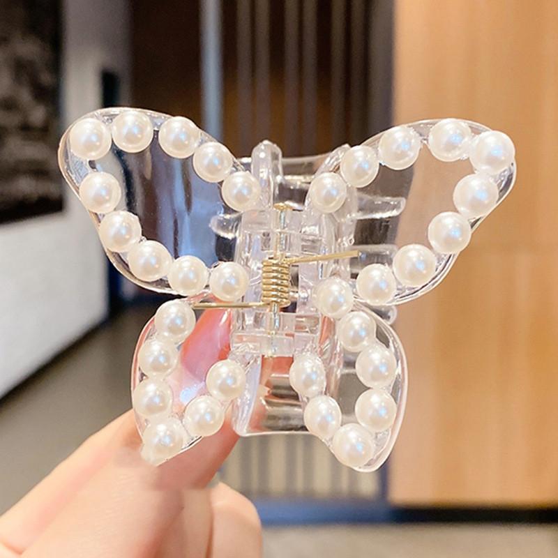 Акриловый прозрачный жемчужный зажим-бабочка, крабовые заколки для волос для женщин и девочек, акриловые шпильки, заколки, заколки, аксессуары для волос