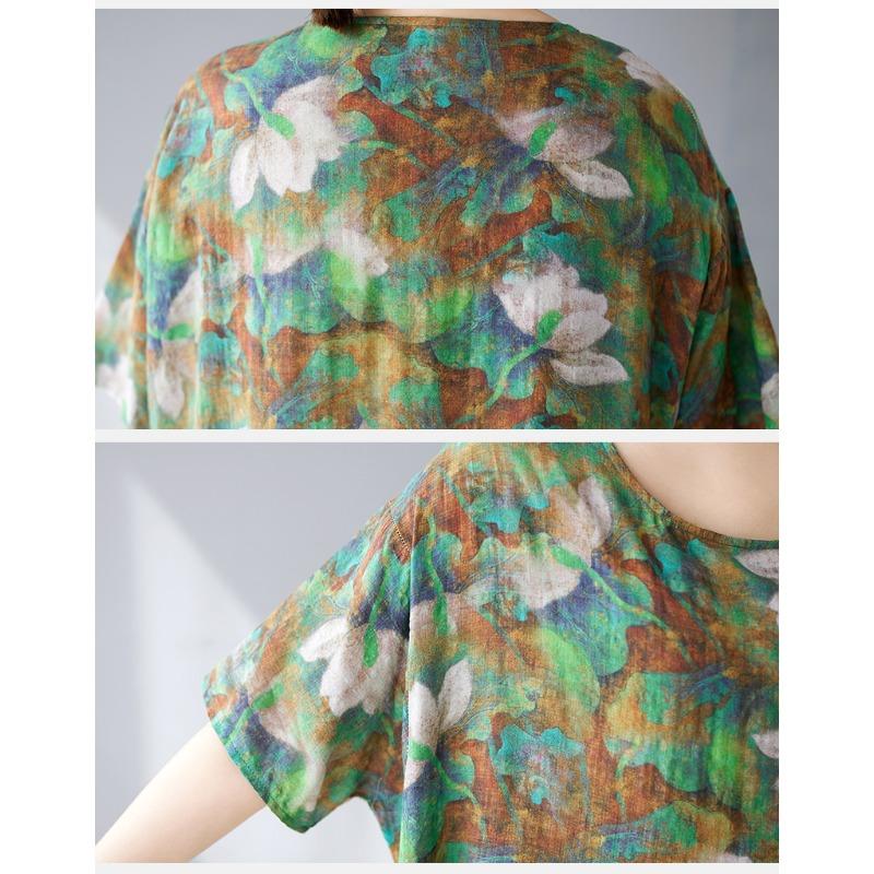 Dimanaf 2025 Лето Плюс Размер Платье Базовое Женское Винтажное Новое Повседневное Свободное Длинное Платье с Цветочным Принтом Макси