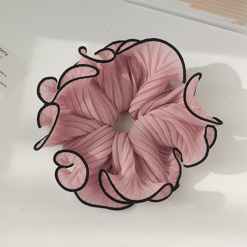 Ruffle High Elastic Hair Bands Girls French Vintage Elegant Hairbands Ribbon Hair Ties Women Girls Cute Hair Styling Accessories