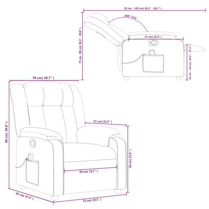 VidaXL Reclining Massage Armchair, Chair with Footrest, Seat with Backrest and Armrests Living Room, Modern, 373592