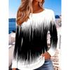 Women's T-Shirts Spring and Autumn Color Blocking Pattern Female Vintage Clothing 3D Print Tees Oversized T-Shirts Loose Tops