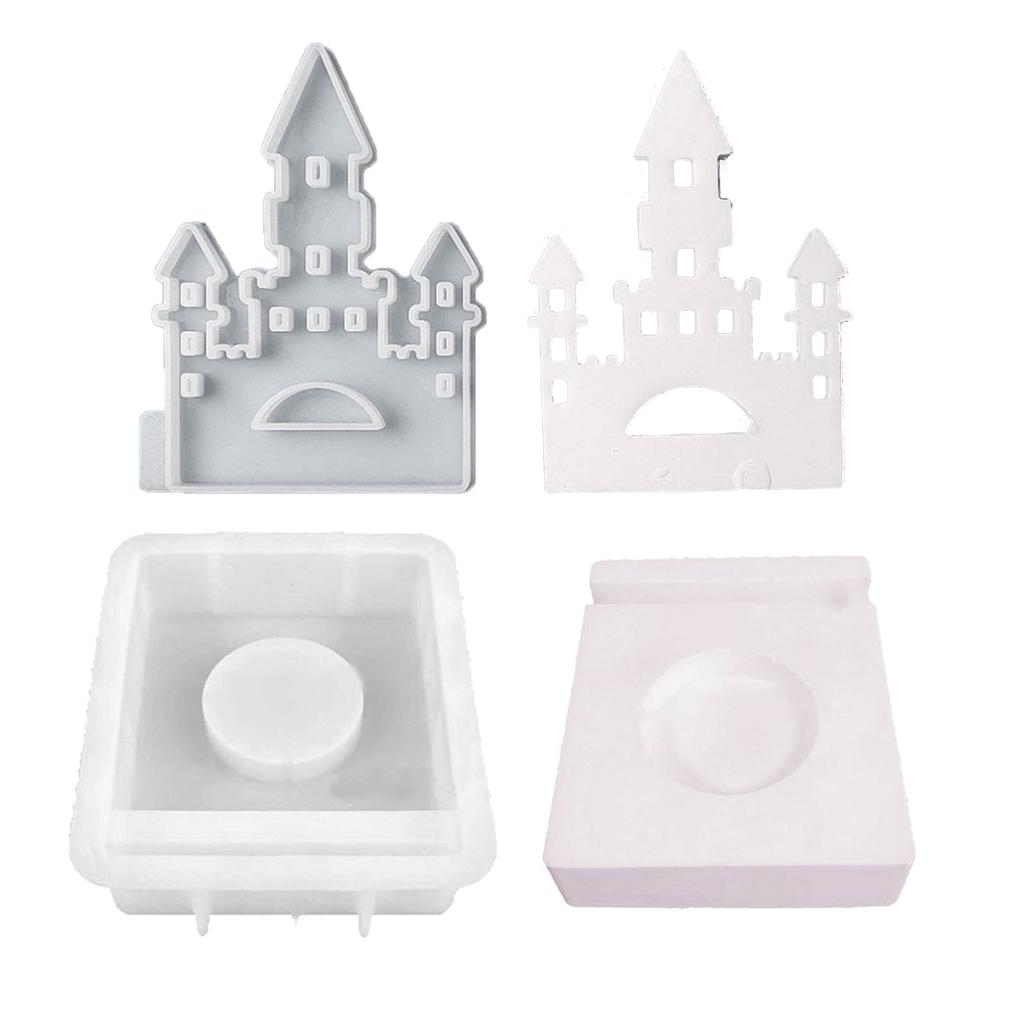 Castle House Candlesticks Resins Moulds Snow House Candle Holder Silicone Molds DIY Castings Moulds for Home Decorations