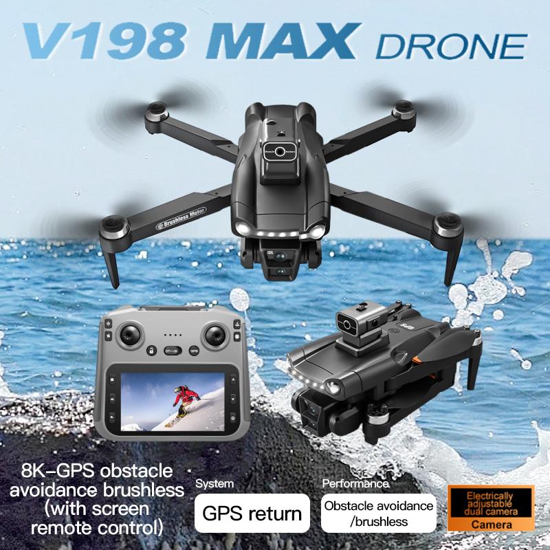 Дрон V198MAX GPS 8K HD Аэрофотосъемка Двойная камера Бесколлекторный Квадрокоптер 5G WIFI 360° Лазерное Интеллектуальное Предотвращение Препятствий Воздушная Оптическая Игрушка