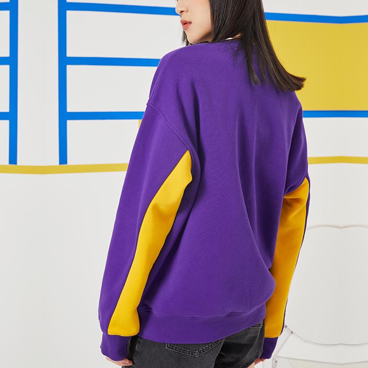 Толстовки Li Ning Унисекс Новые Фиолетовые Lakers С круглым вырезом Утепленные Обычные AWDQ654-4
