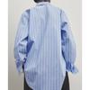 MD Spring/Summer New French Style Commute Style Casual Elegant All-Match Blue Vertical Stripes Long Sleeves Shirt 5126710