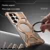 Titanium Alloy Frameless Phone Case For Samsang Galaxy S25 S24 S23 Ultra Aluminum Alloy Bumper Magnetic Rotation Holder Cover