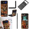 Хэллоуин Осеннее Искусство Кот-Ведьма Чехол для Телефона Для Samsung Z Flip 7 6 5G Galaxy Z Flip4 Z Flip5 Z Flip3 Coque Черный Жесткий ПК Корпус Защит