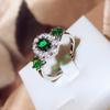 Высококачественное зеленое блестящее кольцо с цирконием для женщин, модное зеленое кольцо с регулируемым открытием, ювелирное изделие, свадебное кольцо, обручальное кольцо