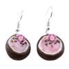 [R2773] - Handmade Earrings 'Coconut Smoothie À La Rose' Pink Brown - 15x12 Mm
