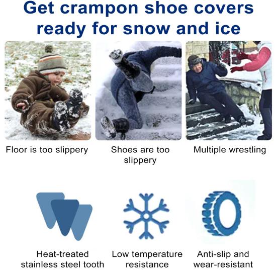 1 Pair Mountain Climbing Ice Snow Shoes Traction Cleats 24-Teeth Anti-Slip Crampons Snow