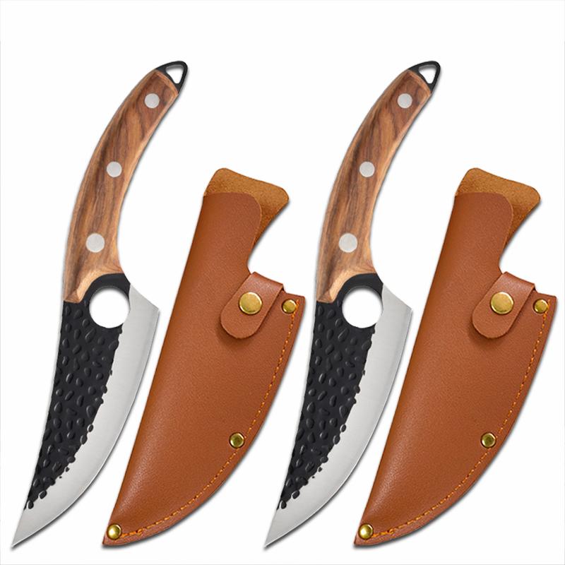 Forged Kitchen Meat Cleaver Chef Knife Boning Slicing Full Tang Butcher Knife Peeling Cutting Fish Sushi Knife with Sheath