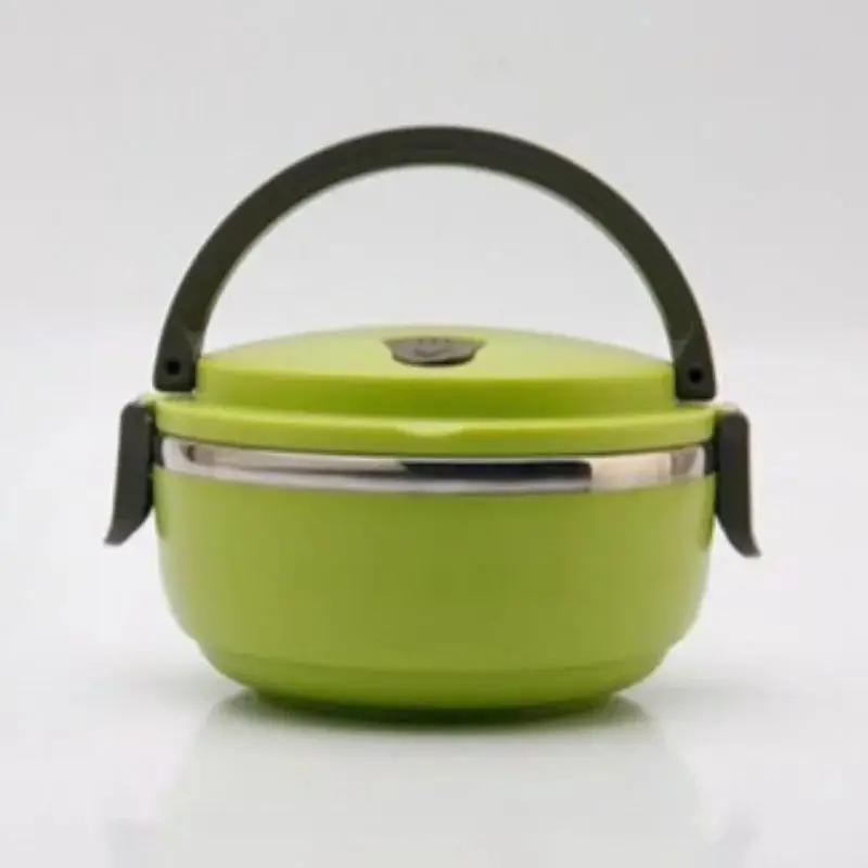 Многослойный ланч-бокс из нержавеющей стали с термоизоляцией, круглый герметичный ланч-бокс, портативный ручной бенто-бокс для студентов и офисных работников