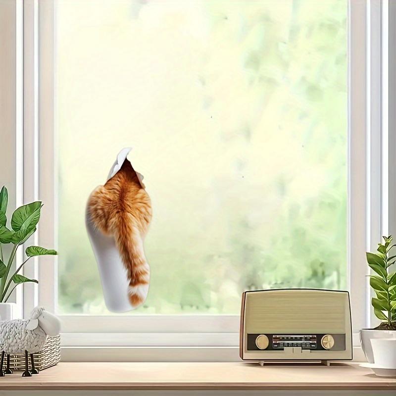 1 шт. Милые виниловые наклейки с качающимся хвостом, как у рыжего табби, - Отклеивающиеся, для автомобилей, ноутбуков, домашнего декора - Декорация, скрывающая царапины