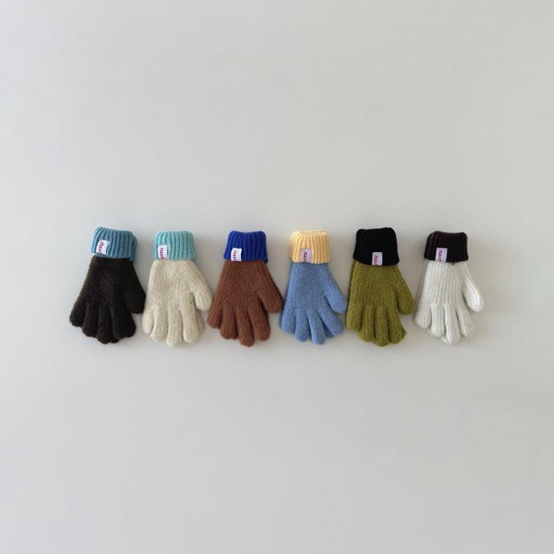 Мягкие детские перчатки с цветными блоками в корейском стиле, митенки с сенсорным экраном, модные унисекс перчатки без пальцев для зимы, теплые эластичные перчатки