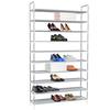 VidaXL Shoe Rack 10 Shelves Metal and Non-woven Fabric Silvery