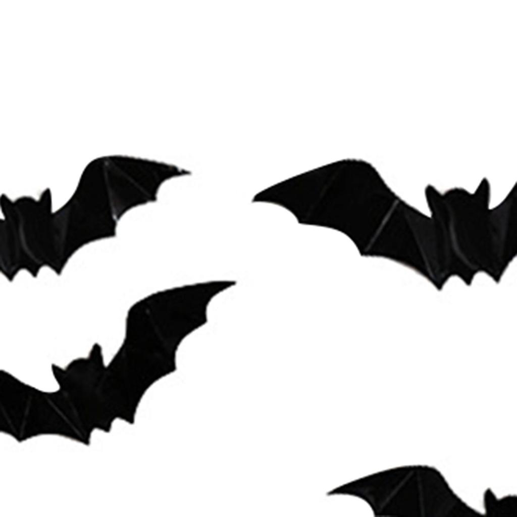 16 Pieces Bats Wall Decor Decals, Halloween Decoration 3D Scary Bat Stickers for Bathroom,