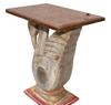 Handicrafted Swan Design Wooden Side Table | Carved Bird Accent Table with Textured Top | Artisan Furniture Piece, Coffee Table Art Decor