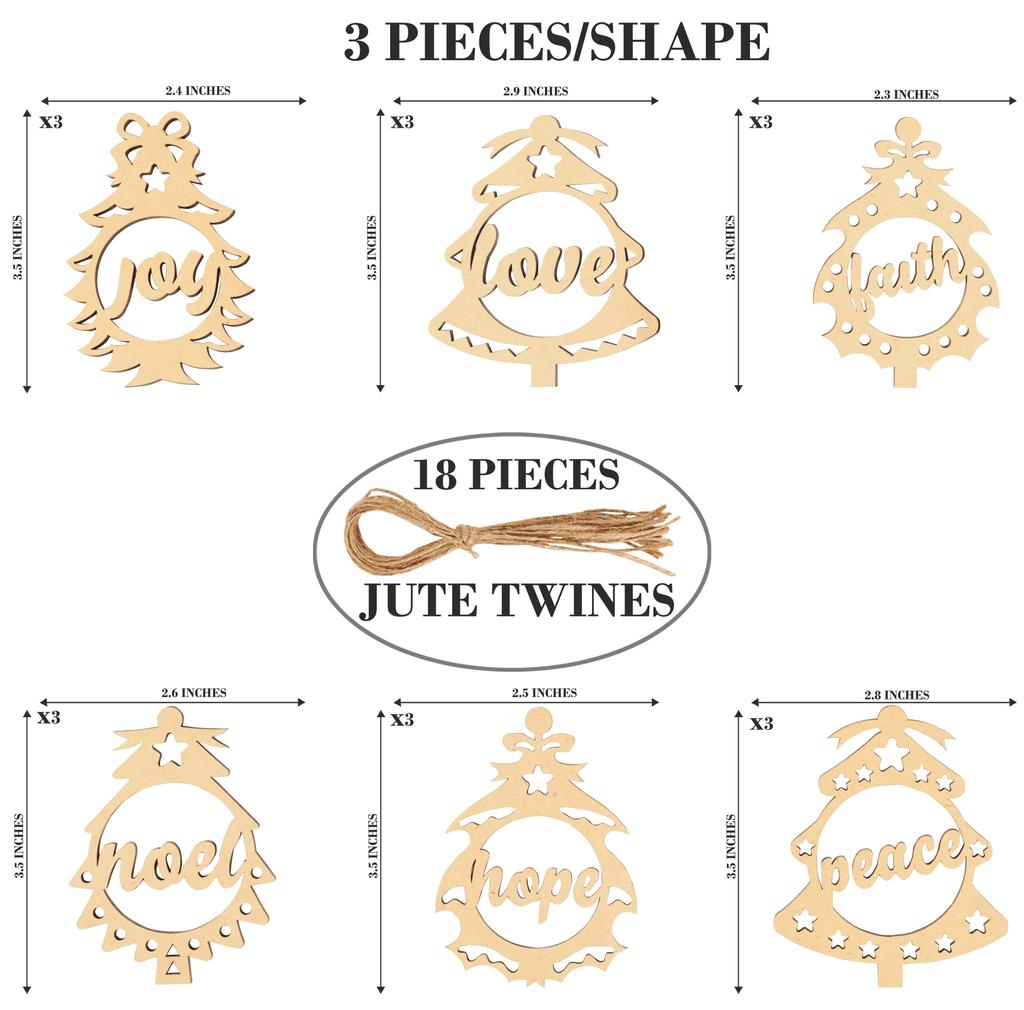 Inkdotpot 18 шт. Рождественские украшения, незаконченные деревянные лазерные вырезы в форме дерева/колокольчика, подвесное украшение