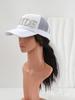 Unisex Casual Hat with Pearl Letters, Mesh & Bridal Veil for a Chic Engagement Party
