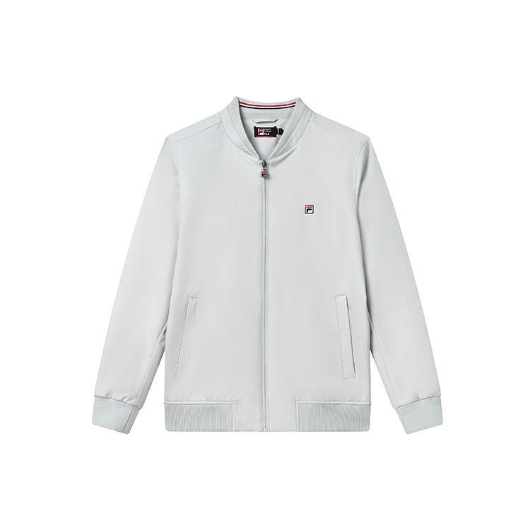 Fila Однотонная куртка на молнии с бейсбольным воротником и принтом логотипа для мужчин, светло-серая F11M311703F-GY