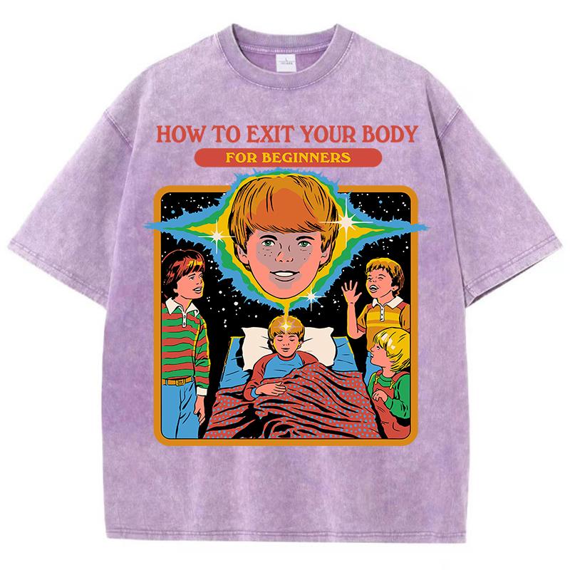 Как выйти из своего тела Принты Выстиранная мужская футболка Летняя дышащая повседневная футболка с коротким рукавом из мягкого хлопка Уличная одежда Свободный топ