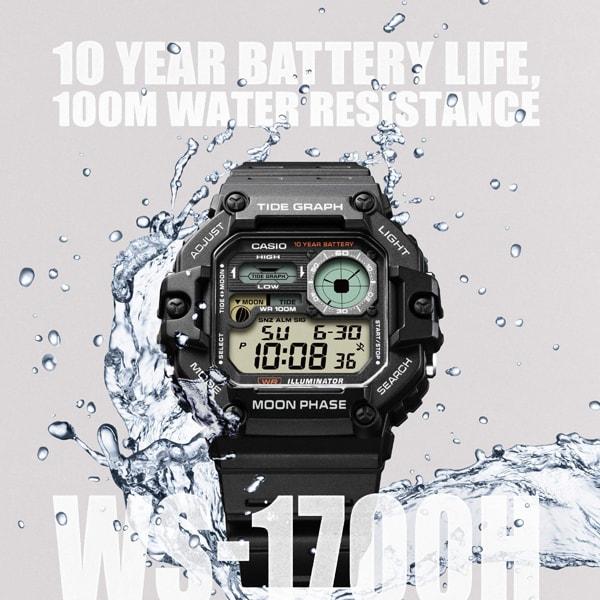 Casio Men's WS-1700H-1AJF [CASIO Collection] Square Watch Black Resin Digital