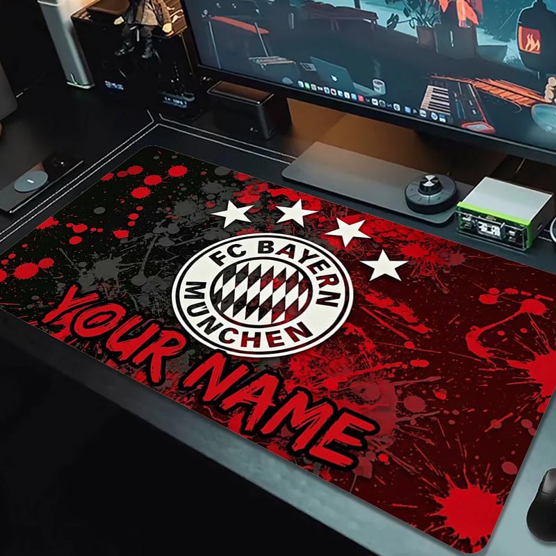 Custom Name Bayern Munich FC Mouse Pad Large Gaming Table Cushion Non-slip Laptop Tablet Big Mousepad XXL Mat Mini PC Playmat With Lock edge_XIA