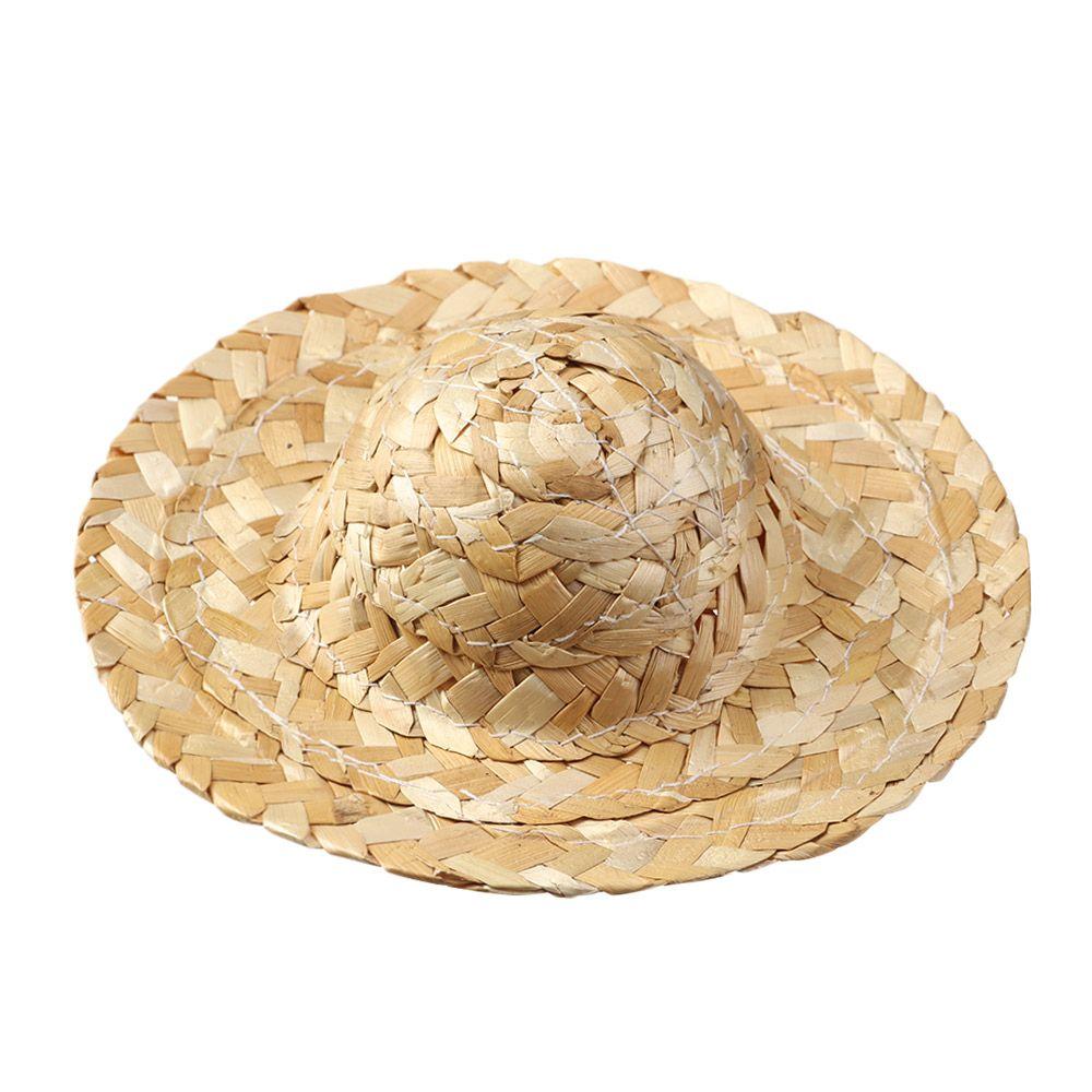 Yellow Multiple Sizes Crafts Woven Straw Hat Doll Accessories Doll Caps DIY Decoration