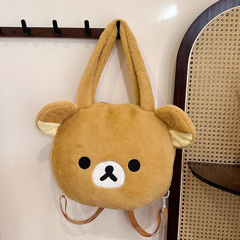 Сумка-тоут и сумка кросс-боди из плюша с мультяшным медведем, Осень/Зима 2025