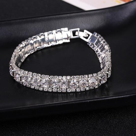 Women Bangle Faux Crystal Polished Contrast Color Alloy Symmetric Shopping Work Party Dating Wrist Bracelet Lady Jewelry